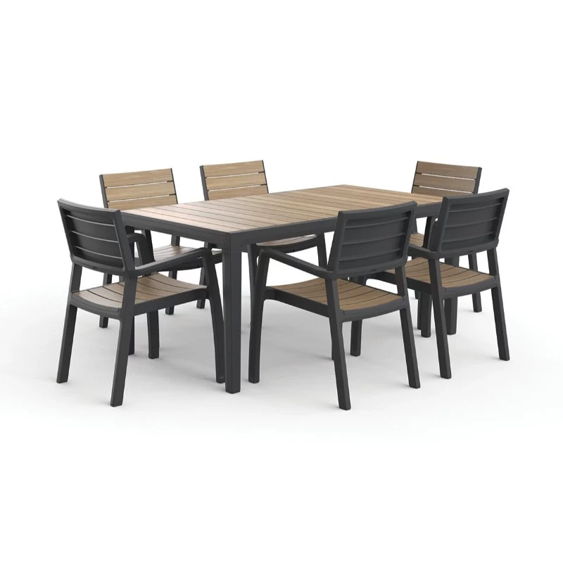 Mesa de jardim KETER Deco Corale 160 efeito teca/cinzento