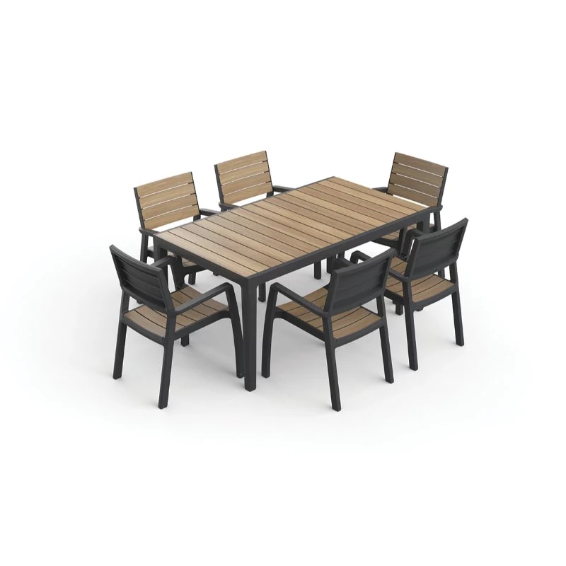 Mesa de jardim KETER Deco Corale 160 efeito teca/cinzento