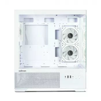 Caixa de PC Zalman CHRONIX V2 White ATX Mid Tower com 3 ventoinhas ARGB de 120mm e painel lateral em vidro temperado