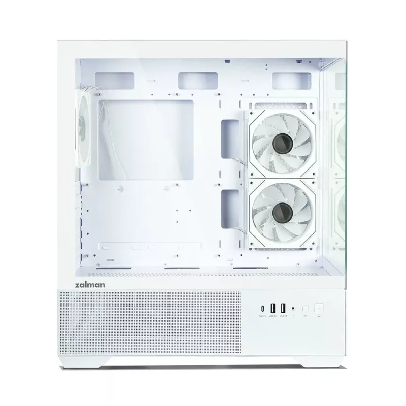 Caixa de PC Zalman CHRONIX V2 White ATX Mid Tower com 3 ventoinhas ARGB de 120mm e painel lateral em vidro temperado