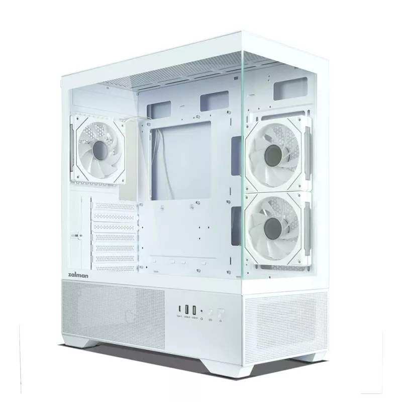 Caixa de PC Zalman CHRONIX V2 White ATX Mid Tower com 3 ventoinhas ARGB de 120mm e painel lateral em vidro temperado