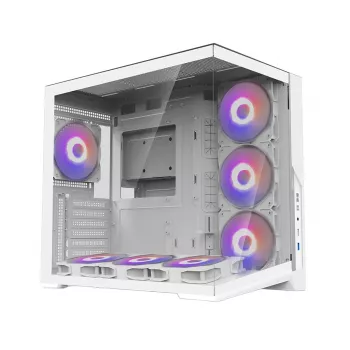 Caixa Zalman D40 White ATX Mid-Tower com 7 ventoinhas ARGB e vidro temperado