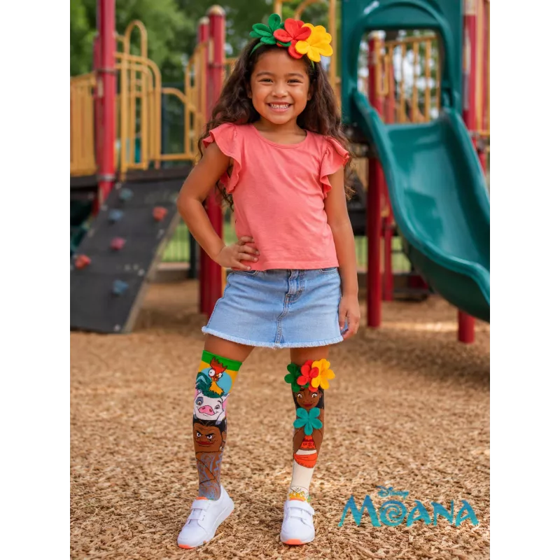Meias altas de criança MADMIA Socken Vaiana Moana 2 flores 3D Maui Disney / Md026