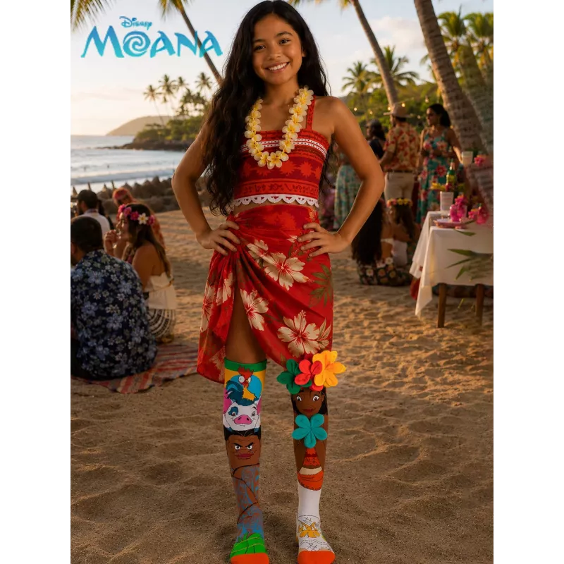 Meias altas de criança MADMIA Socken Vaiana Moana 2 flores 3D Maui Disney / Md026
