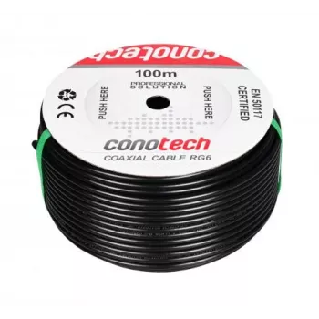 CONOTECH NS-557 Cabo coaxial NS113TRI HQ PE com gel Preto 100m