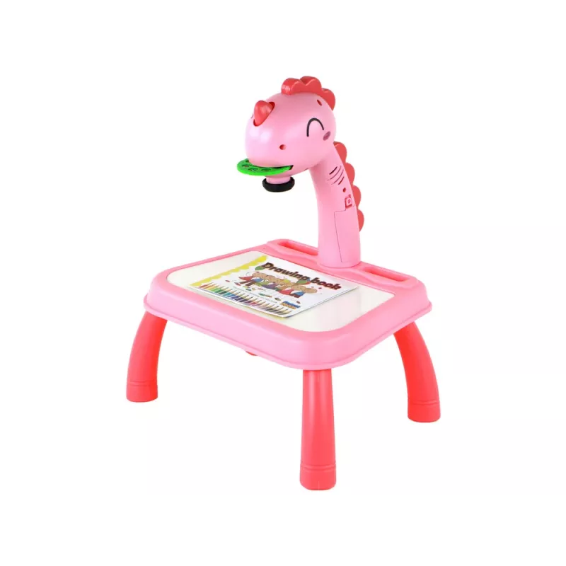 LEAN TOYS Quadro branco projetor para aprender a desenhar Dinossauro rosa