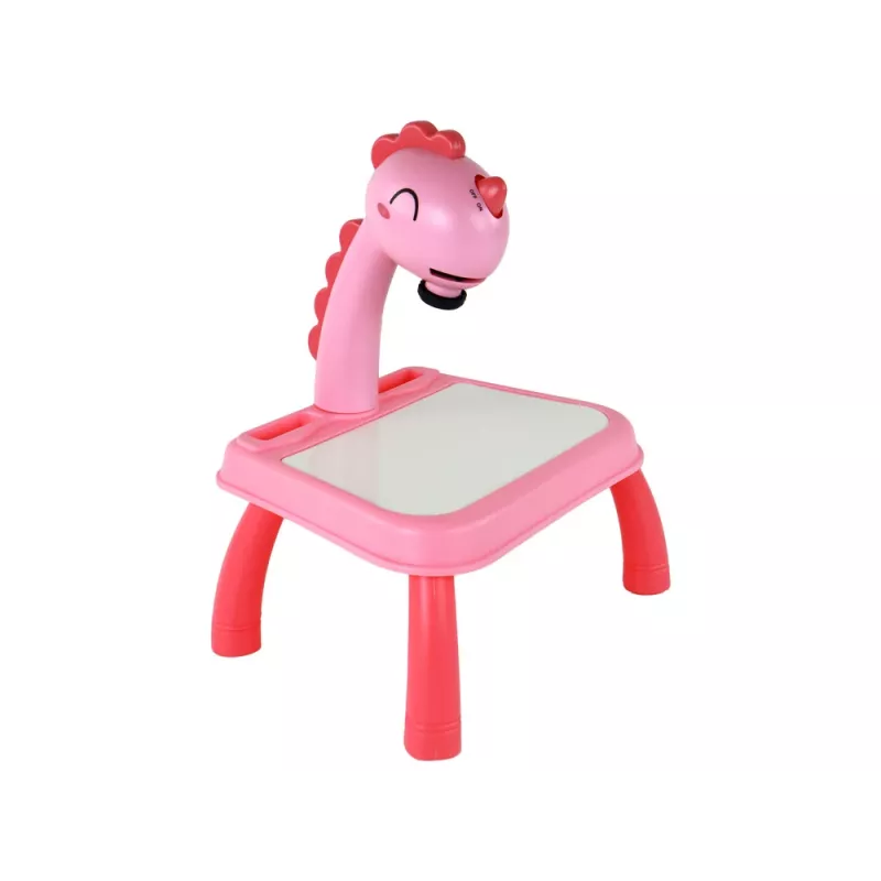 LEAN TOYS Quadro branco projetor para aprender a desenhar Dinossauro rosa