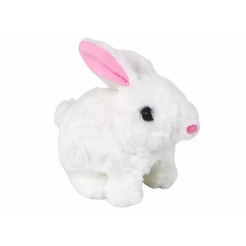 LEAN TOYS Coelho saltitante Brinquedo interativo pelo curto Branco