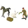 LEAN TOYS Conjunto de figuras de animais Cavalo Coelho cinzento Fazendeiro