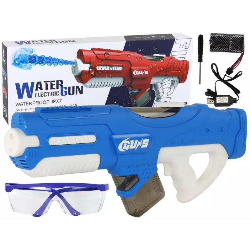 LEAN TOYS Pistola de água grande azul 750ml com óculos de proteção
