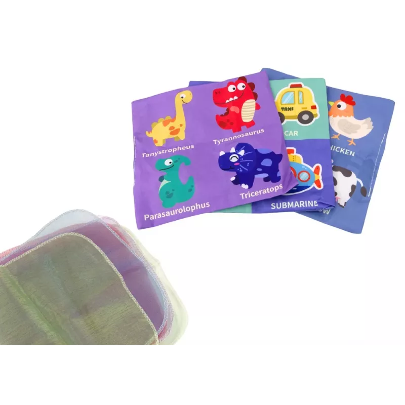 LEAN TOYS Caixa de lenços macia com 6 tecidos e 3 lenços coloridos que fazem ruído