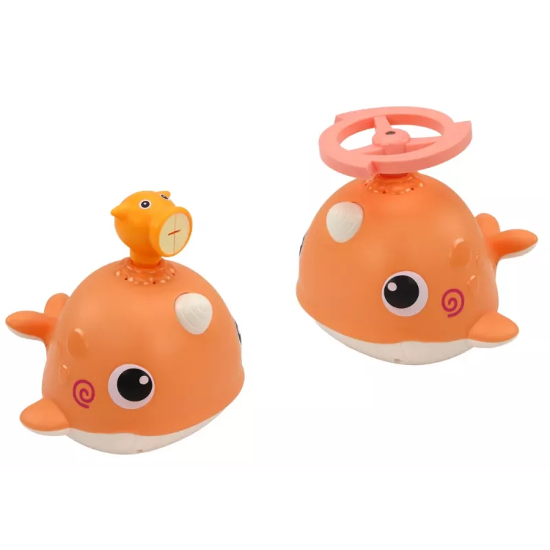 LEAN TOYS Brinquedo de banho Baleia 3 pontas Laranja