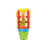 LEAN TOYS 18546 Conjunto de brinquedos de areia com moinho de areia grande, balde e formas coloridas – conjunto de 7 peças de praia e caixa de areia para crianças a partir de 12 meses