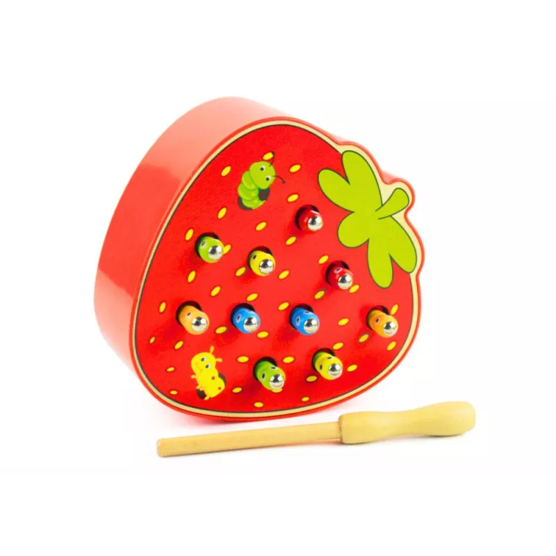 LEAN TOYS Jogo de destreza de madeira Catch the Bug Morango Vermelho