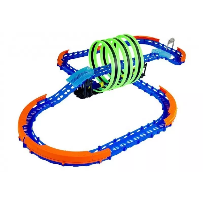 LEAN TOYS Pista de corrida que brilha no escuro, com loopings e carro telecomandado