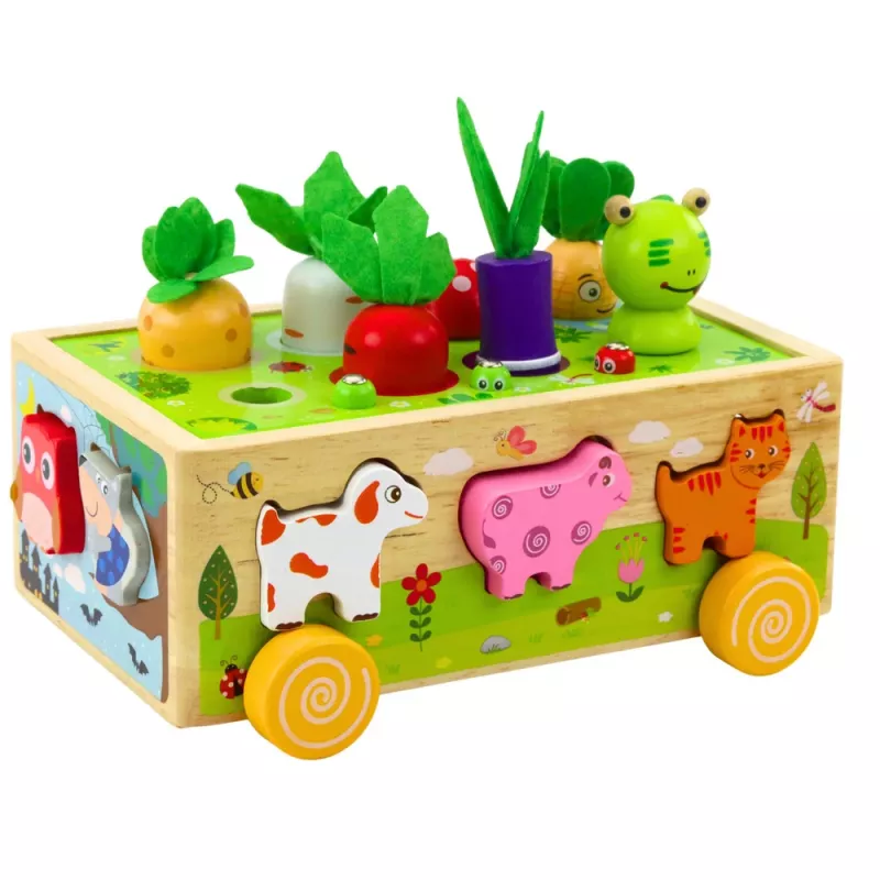 LEAN TOYS Puzzle de madeira Happy Farm Classificador de vermes magnético