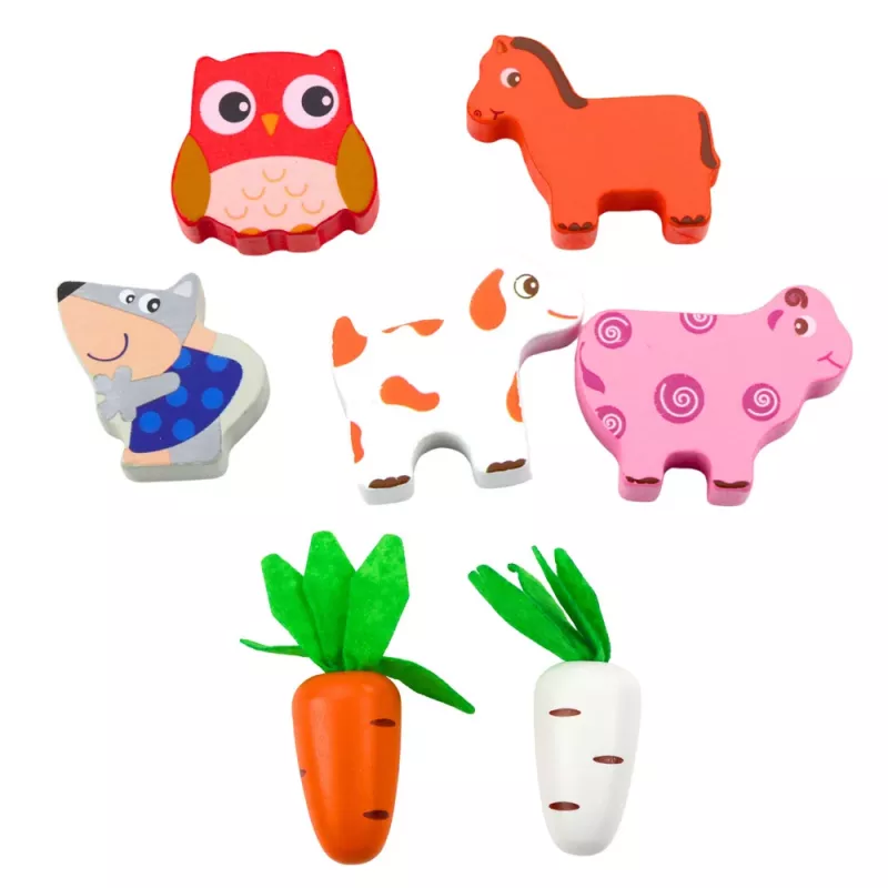 LEAN TOYS Puzzle de madeira Happy Farm Classificador de vermes magnético