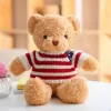 LEAN TOYS Peluche Mascote Ursinho de Pelúcia com T-shirt às Riscas Creme 32cm