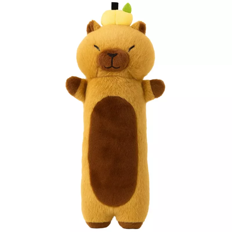 LEAN TOYS Peluche Mascote Capivara com Almofada Rolo de Fruta Castanho 45cm