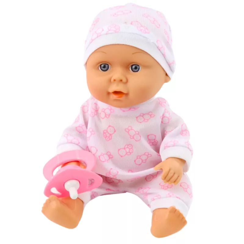 LEAN TOYS Boneca Bebé em Saco de Transporte com Pijama, Gorro e Chupeta, Rosa