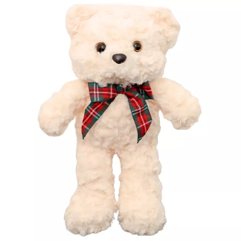 LEAN TOYS Peluche Mascote Ursinho de Pelúcia com Laço Branco 30cm