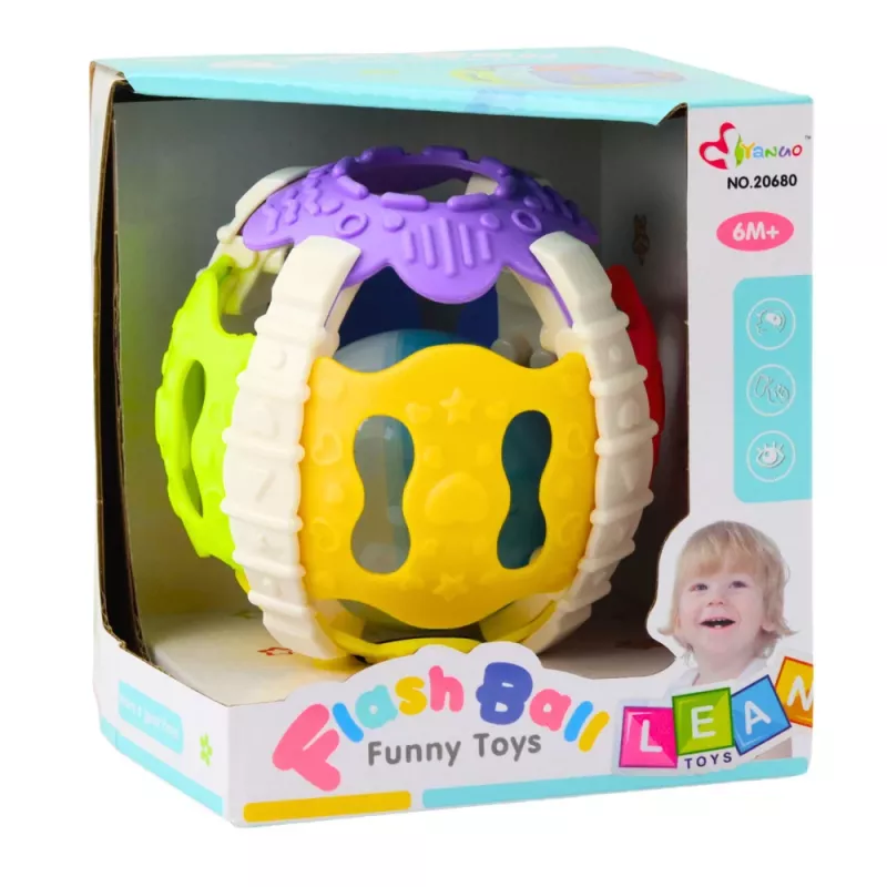 LEAN TOYS Bola Sensorial para Bebés de Borracha com Luz e Sons, Colorida