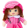 LEAN TOYS Boneca de Pano Peluche Vestido Xadrez Rosa 35 cm