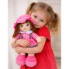 LEAN TOYS Boneca de Pano Peluche Vestido Xadrez Rosa 35 cm