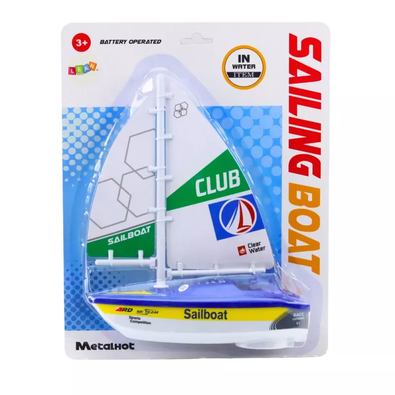 LEAN TOYS Barco à Vela Barco de Água a Bateria Propulsão por Turbina Azul