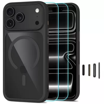 TECH-PROTECT MAGONE MAGSAFE CC + GLASS 2-PACK IPHONE 17 PRO / 18 PRO PRETO/TRANSPARENTE
