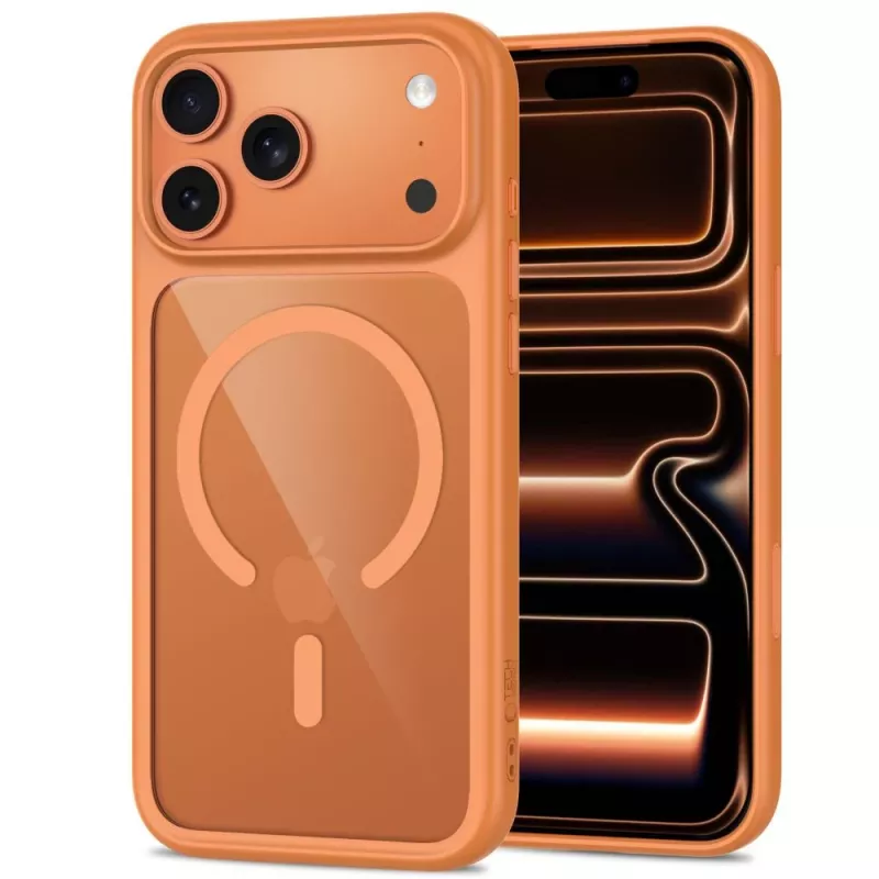 TECH-PROTECT MAGONE MAGSAFE CC + VIDRO PACK DE 2 IPHONE 17 PRO MAX / 18 PRO MAX COSMIC ORANGE/TRANSPARENTE