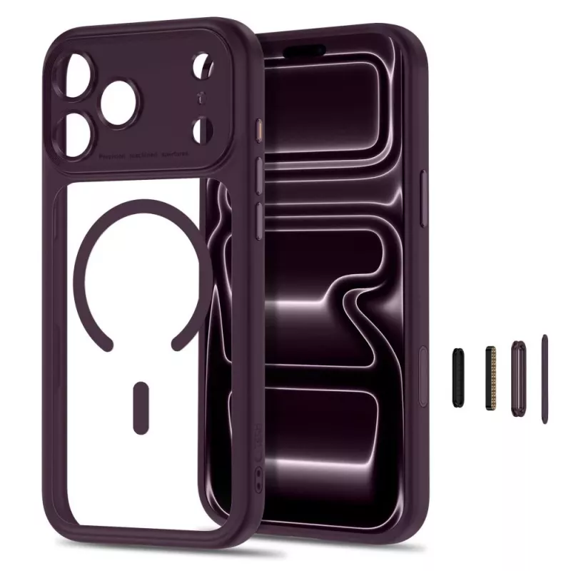 TECH-PROTECT MAGPEAK MAGSAFE CC IPHONE 17 PRO / 18 PRO DARK CHERRY/TRANSPARENTE