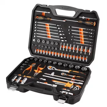 NEO TOOLS Conjunto de Chaves de Caixa 1/2, 1/4, 95 unid., CrV, Espuma EVA