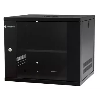 EMITER EM/SH02B5409-08 Armário de Rede de Parede 19 polegadas 9U, Porta de Vidro, 550x450x455 mm, Preto
