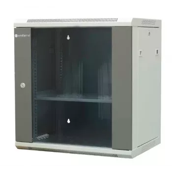EMITER EM/AP6412 Armário de Rede de Parede 12U 600x450x635mm Frente de Vidro Preto