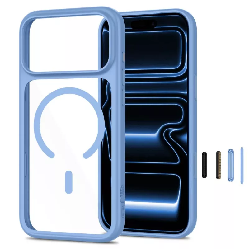 TECH-PROTECT MAGONE MAGSAFE CC + GLAS 2ER-PACK IPHONE 17 PRO / 18 PRO AZUL-CLARO/TRANSPARENTE