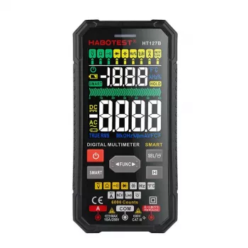 Habotest HT127B multímetro universal digital True RMS 6000 counts auto-ranging com NCV e temperatura