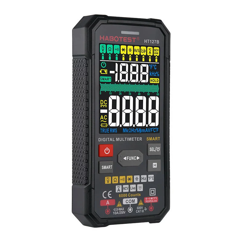 Habotest HT127B multímetro universal digital True RMS 6000 counts auto-ranging com NCV e temperatura