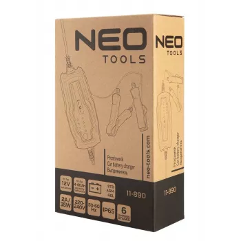 NEO TOOLS 11-890 Carregador de bateria automático 2A/35W para baterias de chumbo-ácido, AGM, gel 12V 4-60Ah