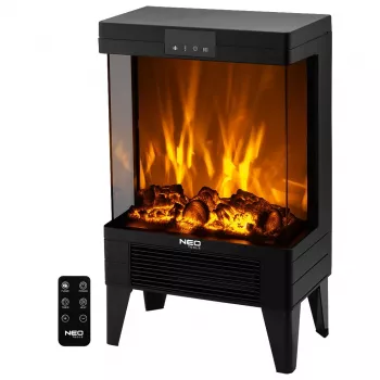 NEO TOOLS 90-159 Lareira elétrica 2000W com efeito de chama LED 3D, preto