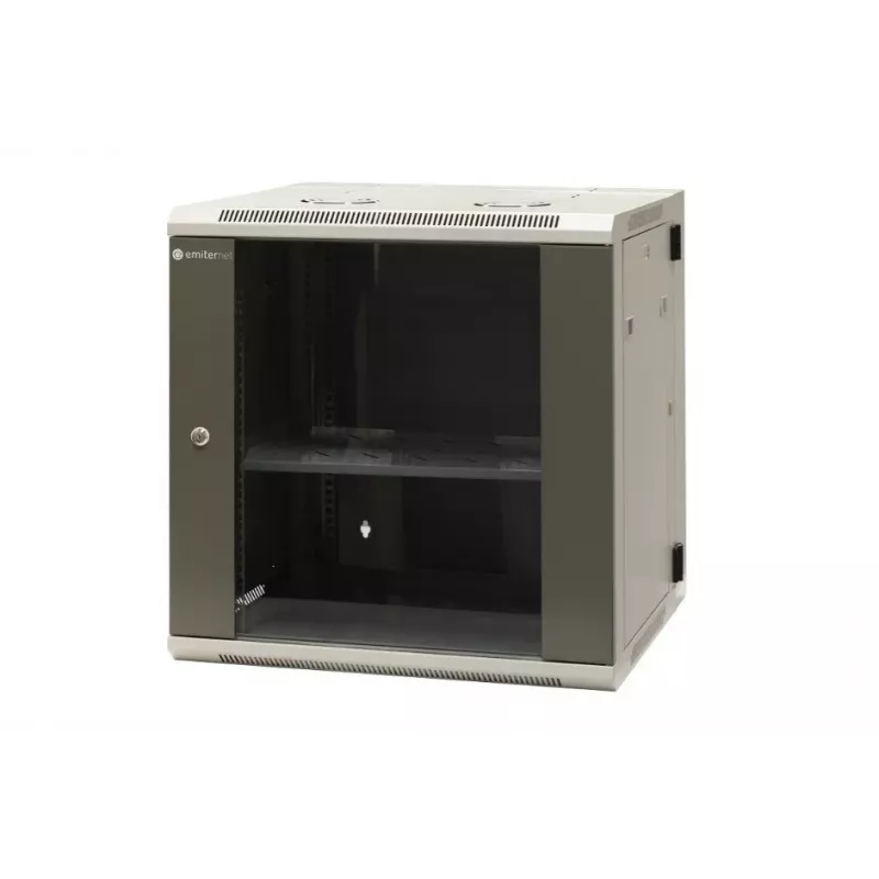 EMITER EM/AH6512 Armário de rede de parede 12U, 600×550×635 mm, porta de vidro