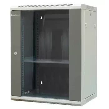EMITERNET EM/AP6415 Armário de rede de parede 15U com porta de vidro temperado, 600x450x770 mm, preto