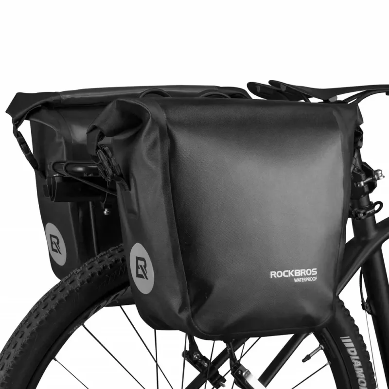 Bolsa de bicicleta Rockbros AS-003-1BK impermeável com alça de ombro, montagem à frente/atrás 10-14 l - preto