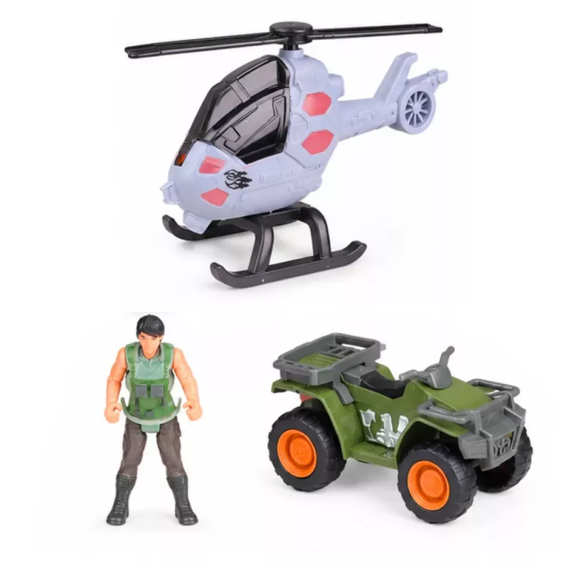 Base de investigação parque de dinossauros portão helicóptero quad figuras explorador da LEAN TOYS