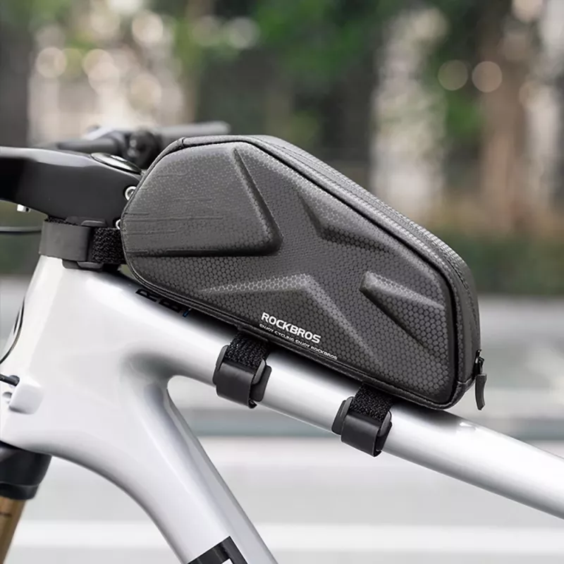 Bolsa de bicicleta Rockbros, reforçada, para quadro, para tubo superior 1,4 l – preto