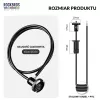 Cadeado de bicicleta Rockbros YG-HILRO1 ROAD TO SKY, cabo retrátil, embutido no guiador - preto