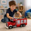 Camião de bombeiros LEAN TOYS com escada extensível, mangueira de água, luzes e sons
