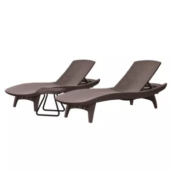 Conjunto de espreguiçadeiras KETER Pacific 2 unid. + mesa castanho