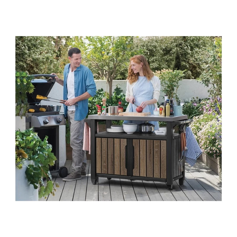 Mesa de grelhador KETER Deco Unity XL 207L tom nogueira