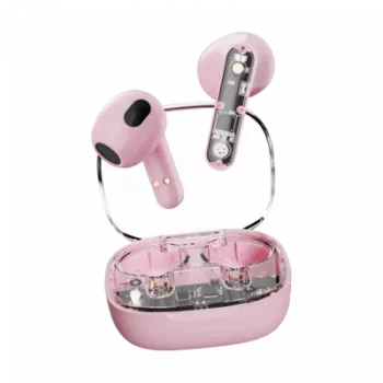 Auscultadores True Wireless In-Ear DELTACO Streetz T150-PNK, Bluetooth 5.3, Transparent Pink